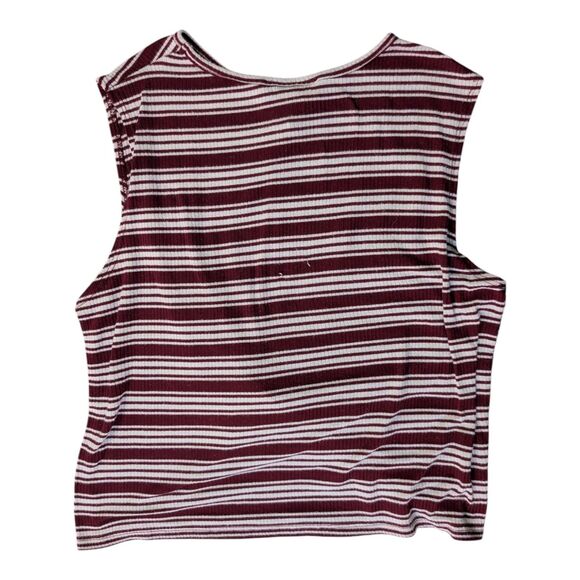 Vtg Adara Women’s Maroon Red & White Striped Sleeveless Twist-Front Top, Size L - Picture 3 of 8